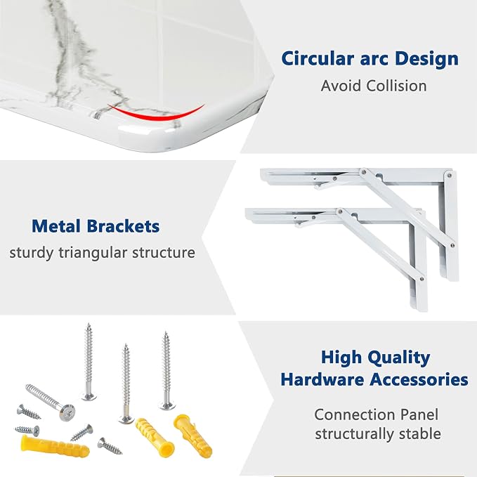 Wall Mounted Folding Table, Floating Wall Desk - Image 6
