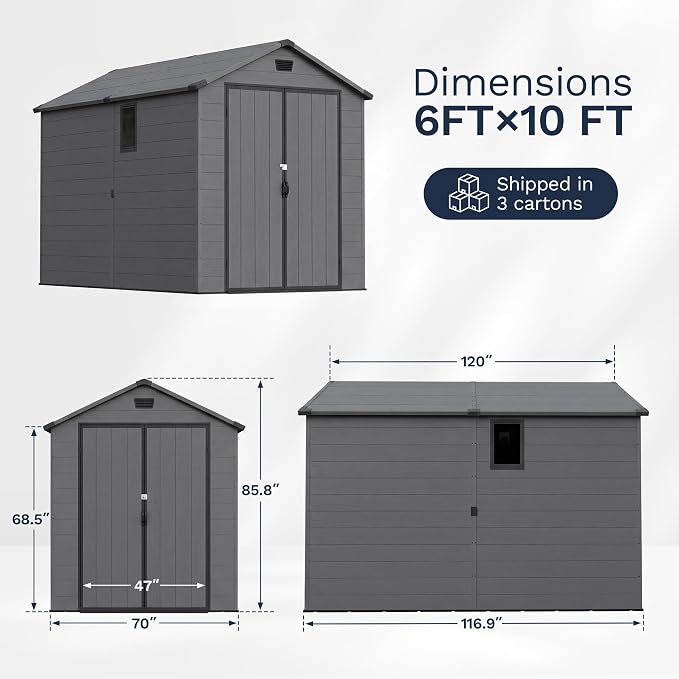 Patiowell 6x10 FT Outdoor Storage Shed - Image 4