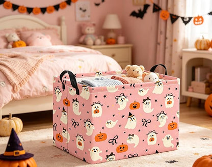 Halloween Basket Cute Baskets for Kids Pumpkin Basket Rectangular Storage Bin - Image 6