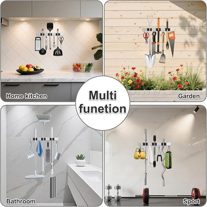 Broom Holder Wall Mount, Broom Organizer Wall Mount Stainless Steel Broom and - Image 5