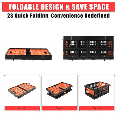 Garvee Collapsible Crate, 55L Foldable Plastic Milk Crate - Image 4