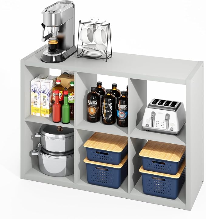 Furinno HERMITE Kitchen Island, 6-Cube Coffee Bar, Extra Thick Kitchen Storage - Image 5