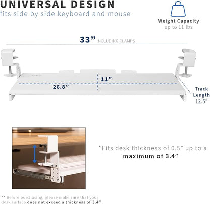 VIVO Large Height Adjustable Under Desk Keyboard Tray, C-clamp Mount System - Image 4