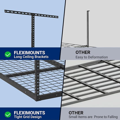 FLEXIMOUNTS 4x4FT Garage Storage Rack Overhead, Adjustable Ceiling Storage Racks - Image 3