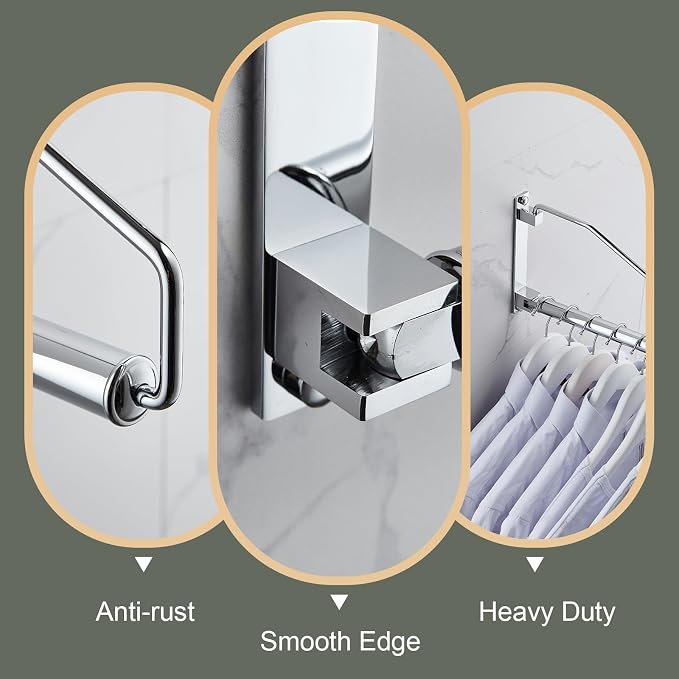 NEWRAIN Laundry Hanger, Wall Mounted Clothes Hanger - Image 3