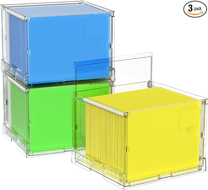 MUKAI File Organizer Box with Lid, Collapsible File Folder Organizer with Slide by Unknown