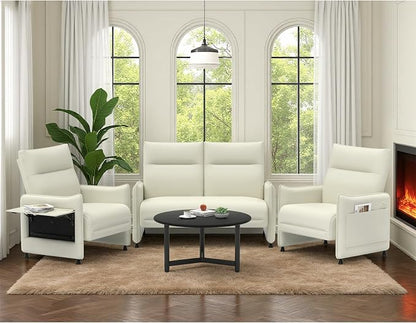 3-Piece Living Room Sofa Set, Faux Leather Loveseat & Accent Chairs Set of 2 by Tbillionnext