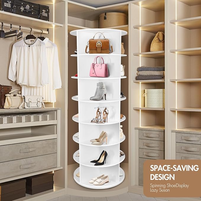 7-Tier Rotating Shoe Rack Tower, 28 Slots, 360° Revolving Storage | 23.6 in - Image 5