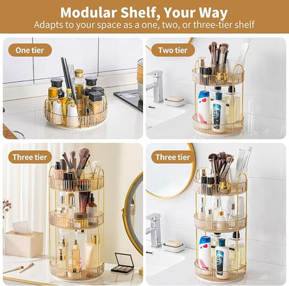 360° Rotating Makeup Organizer, Upgraded 3 Tier Skincare Perfume Organizers - Image 6