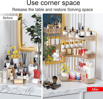 GTI 3-Tier Corner Bathroom Counter Organizer, Large Capacity Makeup Organizer - Image 4