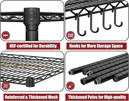 PrimeZone 2 Packs 55.5" W x 24" D x 80" H Heavy Duty Wire Storage Shelves - Image 4