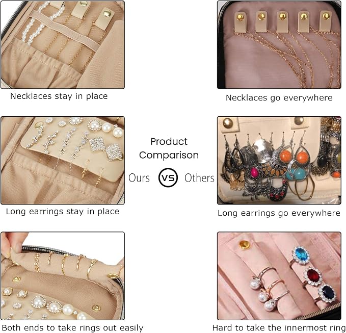 BAGSMART Travel Jewelry Organizer Case Small Jewelry Roll - Image 3