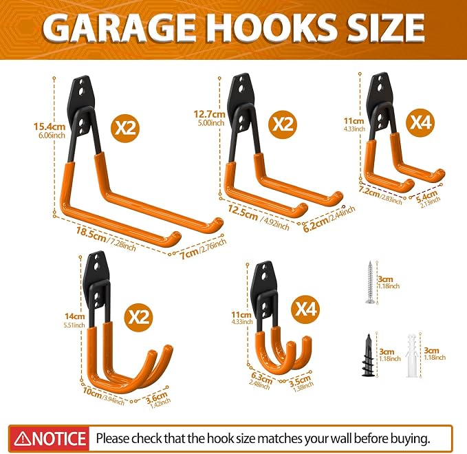 3-H Garage Wall Hooks 42 Pack, Heavy Duty Garage Hooks - Image 2