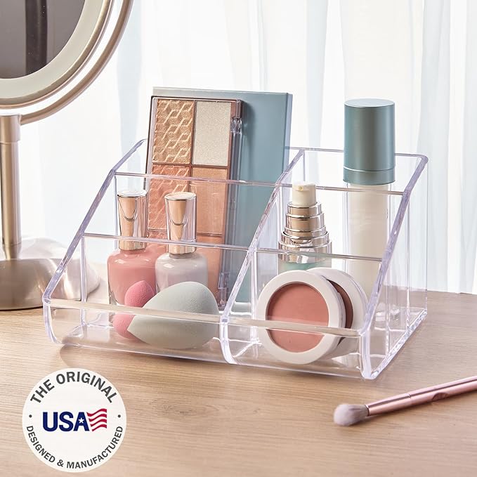 STORi Clear Plastic Vanity Makeup Organizer | 6-Compartment Holder - Image 2