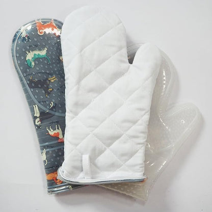 Oven Mitts Set of 2 with Transparent Clear Silicone Shell and Nice Dog Printing - Image 5