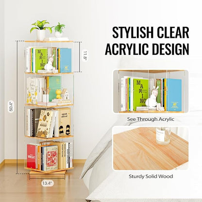 TAKEKIT Rotating Bookshelf, 360 Degree Revolving Bookcase, 4-Tier Spinning - Image 3