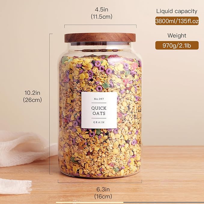 Set of 2 Large Glass Flour and Sugar Containers - Image 3