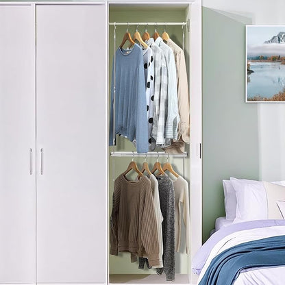 STORAGE MANIAC Hanging Closet Rod, Adjustable Width and Height Closet Hanging - Image 6