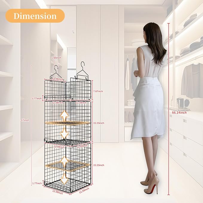 Yuyetuyo 5 Tier Closet Hanging Organizer and Storage Separable Hanging Closet - Image 3