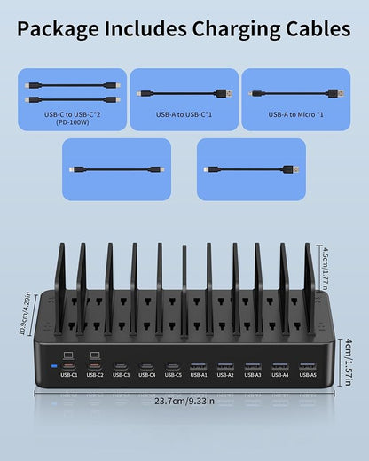 580W Charging Station for Multiple Devices, 10-Port USB C Fast Charger Station - Image 5