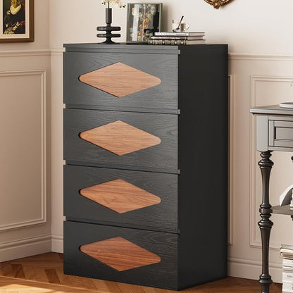 48.3'' Tall Dresser for Bedroom, 4 Chest of Wooden Deep Drawers, Vintage Dresser by UPOSOJAWishesYouaNiceDay