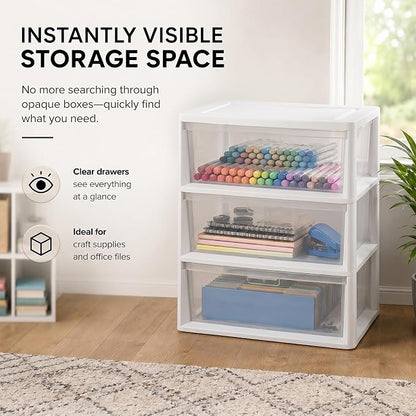 3 Drawer Storage Tower, Wide Plastic Floor Organizer - Image 4