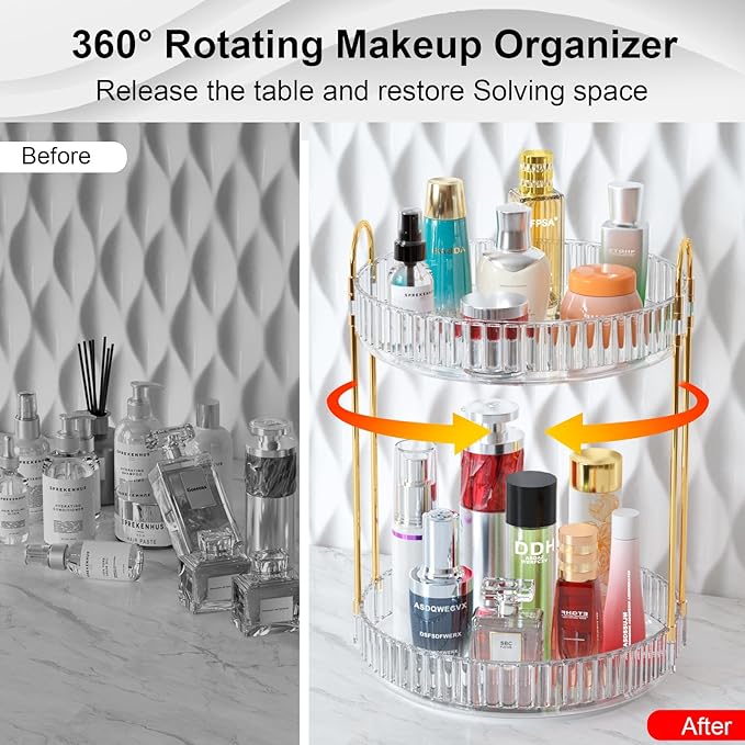 GTI 360°Rotating Makeup Organizer, 2 Tier Bathroom Counter Organizer, Large - Image 5