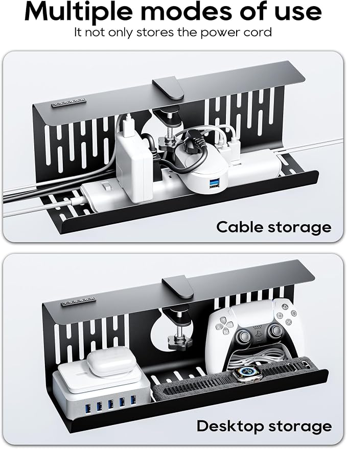 NODOCA No Drill Under Desk Cable Management Tray, Punch-Free Clamp on, Metal - Image 6