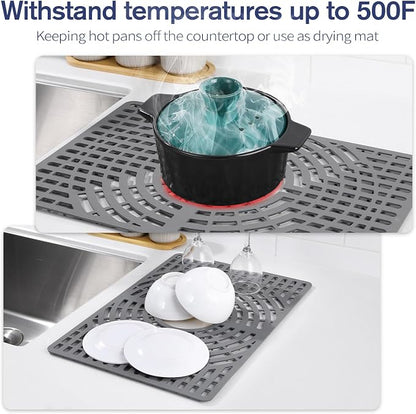 Silicone Sink Protector 19"x13" Center Drain Hole, Heat Resistant Non-slip - Image 6