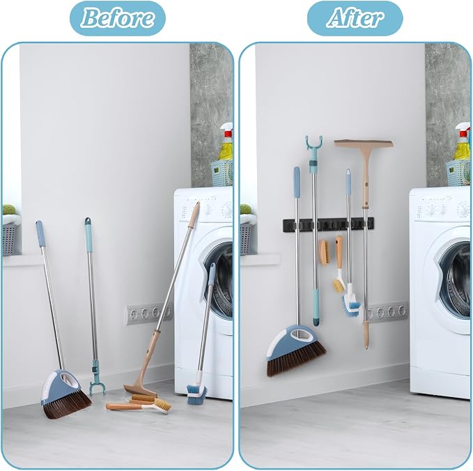 Black Broom Holder Wall Mount - Image 3