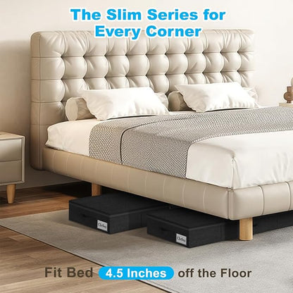 Under Bed Storage Container Bins 2 Pack, 4.5 Inch Slim Low Profile Underbed - Image 2