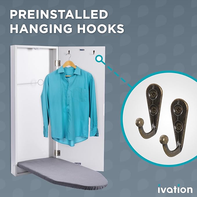 Ivation Wall-Mounted Ironing Board Cabinet, Foldable Ironing Storage Station - Image 5