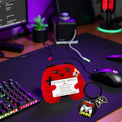 Gamer Gifts Positive Crochet Game Controller and Inspirational Keychain - Image 3