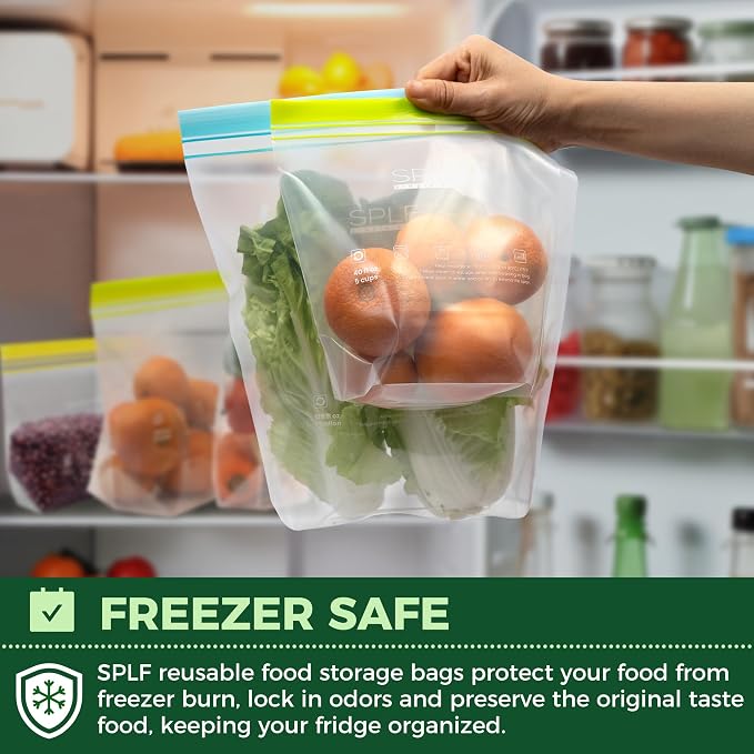 SPLF 8 Pack Reusable Gallon Freezer Bags Dishwasher Microwave Safe, 1 Gallon - Image 5