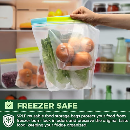 SPLF 8 Pack Reusable Gallon Freezer Bags Dishwasher Microwave Safe, 1 Gallon - Image 5