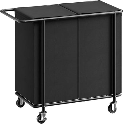 Double Laundry Hamper with Wheels, 200L Rolling Laundry Basket 2 Section with by Chrislley