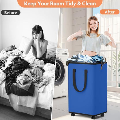SpaceTrove Laundry Basket with Wheels, Collapsible Laundry Baskets, Laundry - Image 4