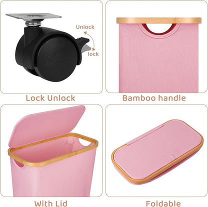 Slim Laundry Basket with Wheels, Narrow Hampers - Image 2