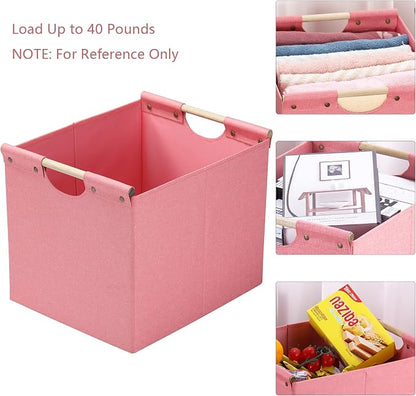 HOONEX Large Foldable Storage Bins, Linen Fabric, Storage Baskets - Image 2