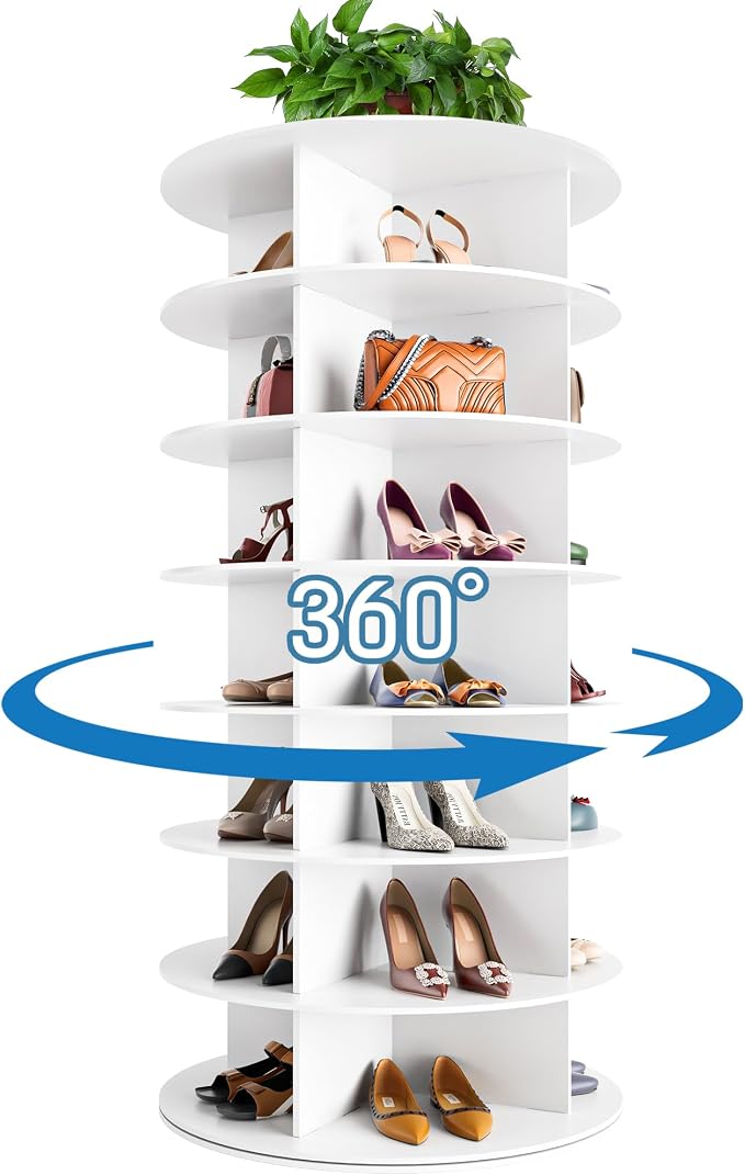 7-Tier Rotating Shoe Rack Tower, Freestanding Shoes Organizer | 360° Vertical - Image 8