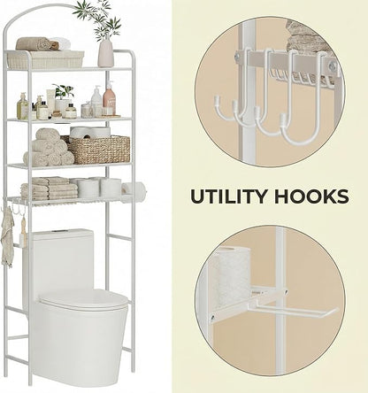 4-Tier Over The Toilet Storage, Bathroom Organizer | Space-Saving, Metal Shelf - Image 4