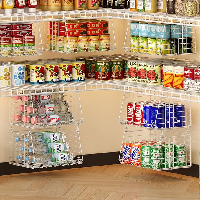 3-Pack Under Shelf Hanging Baskets Space-Saving Pantry Shelf Organizer | by Unknown