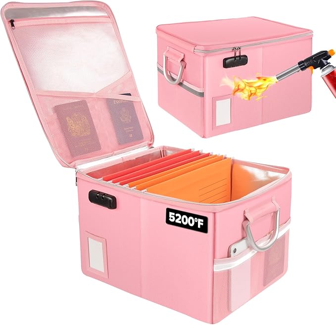 TOMKID 5200°F Fireproof Document Box, Fire Important Document Organizer by Aobteeny
