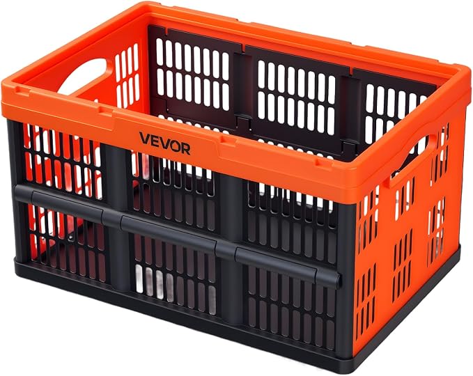 VEVOR Plastic Collapsible Storage Bins, 45L 6 Packs, Stackable Folding Storage - Image 9