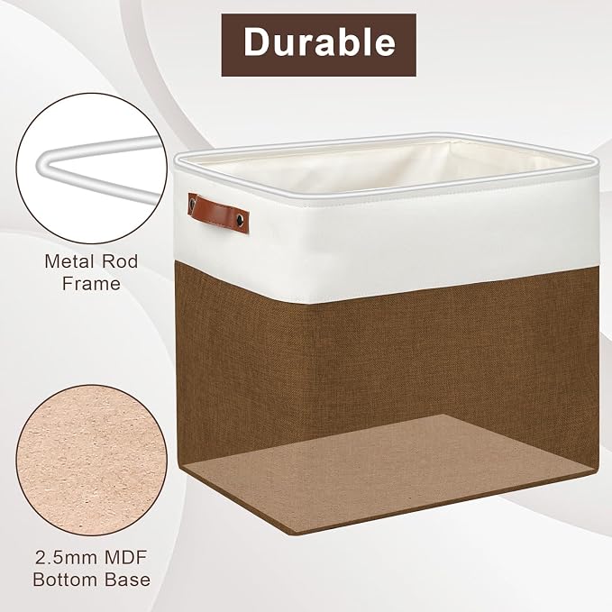 Bagnizer Large Fabric Storage Baskets | 50L Storage Bins, Decorative Linen - Image 4