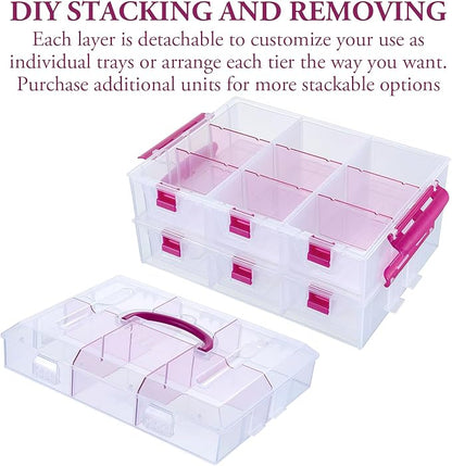 MyGift 11 Inch Clear Arts and Crafts Stackable Container, Sewing Supplies - Image 2