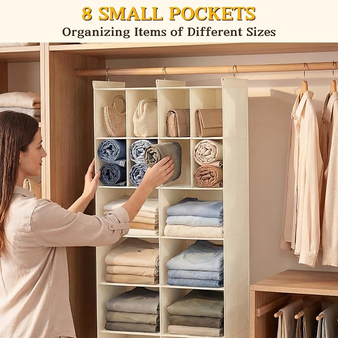 Ofiray-home 6 Tier Hanging Closet Organizer, 16 Compartments Sweater Organizer - Image 5