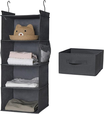 MAX Houser 4-Shelf Hanging Closet Organizer, Space Saver, Cloth Hanging Shelves - Image 3
