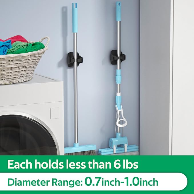 reliahom 10 Pack Broom Holder Wall Mount Mop Grippers No Drilling Self Adhesive - Image 5