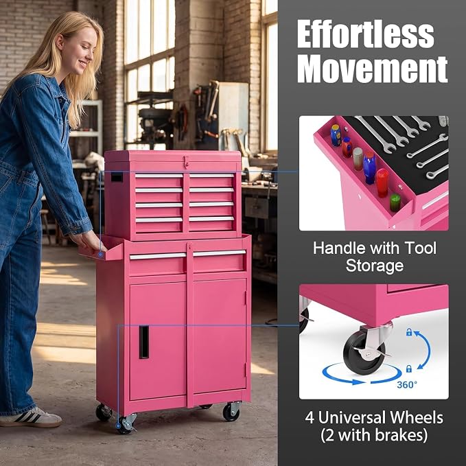 Goplus Rolling Tool Chest, 5-Drawer Tool Box Organizer w/Lockable Wheels & - Image 6